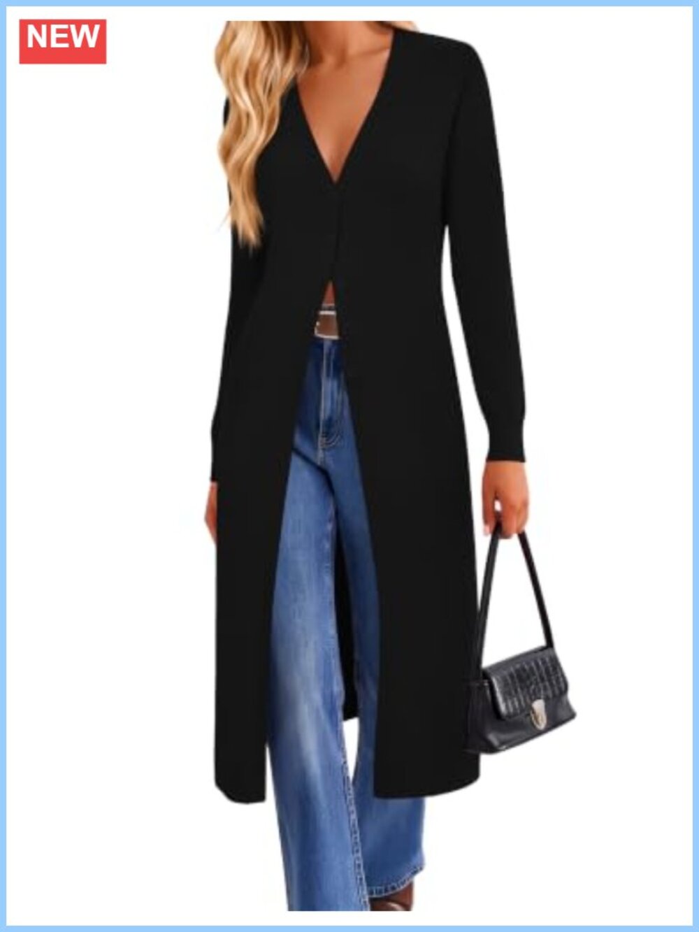 Ivicoer Long V Neck Button Up Cardigan Slim Fit Cozy Knit Sweater